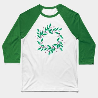 Watercolor Holly Wreath Baseball T-Shirt